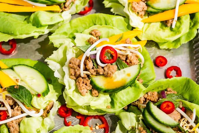 Easy Whole30 Thai Basil Turkey Lettuce Wraps for Light Meals